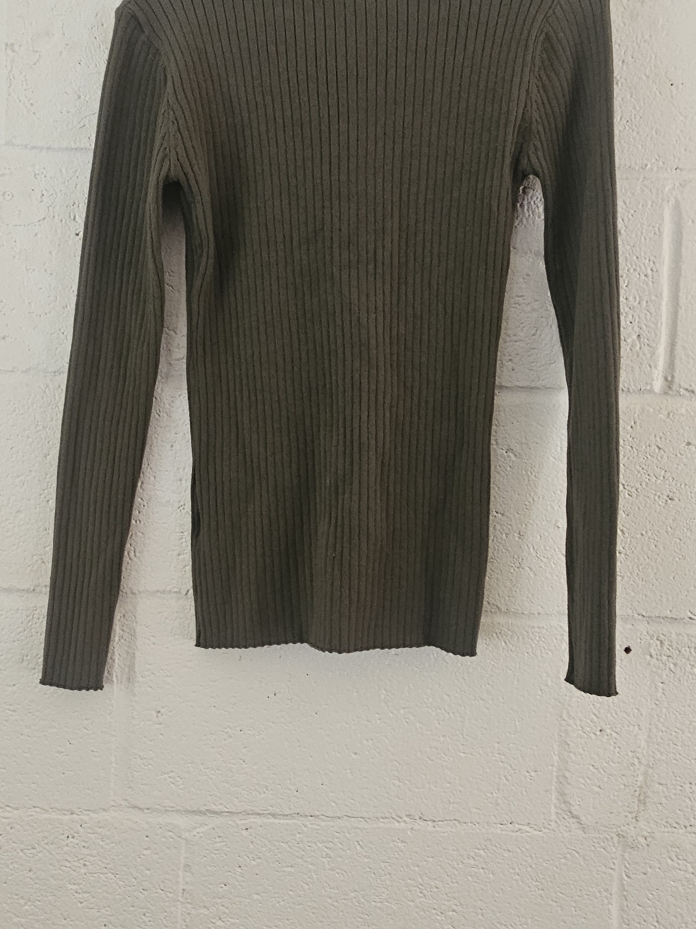 Slim Ribbed Crew Neck Sweater in Olive